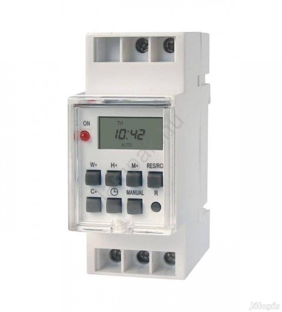 DIN sínre szerelhető időkapcsoló 10 program 16A 3600W Nr 05374