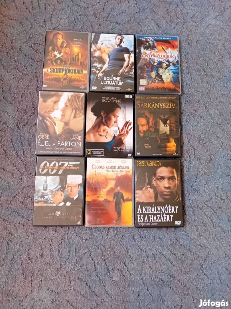 DVD film csomag /Sárkányszív, Bourne ,Bovaryné/egyben 1200Ft