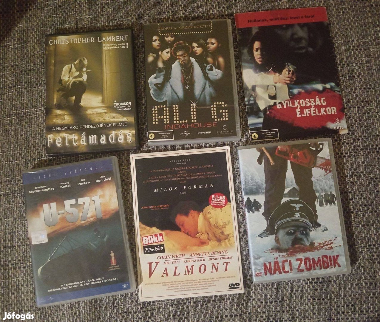 DVD filmek 7db Feltámadás, Ali G, U-571, Valmont, Náci Zombik