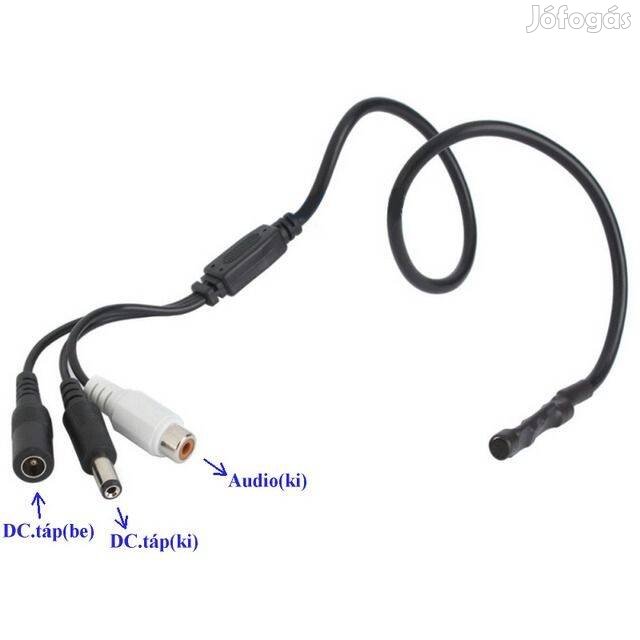 DVR CCTV kamera mikrofon, 12V DC be/ki + RCA kimenet