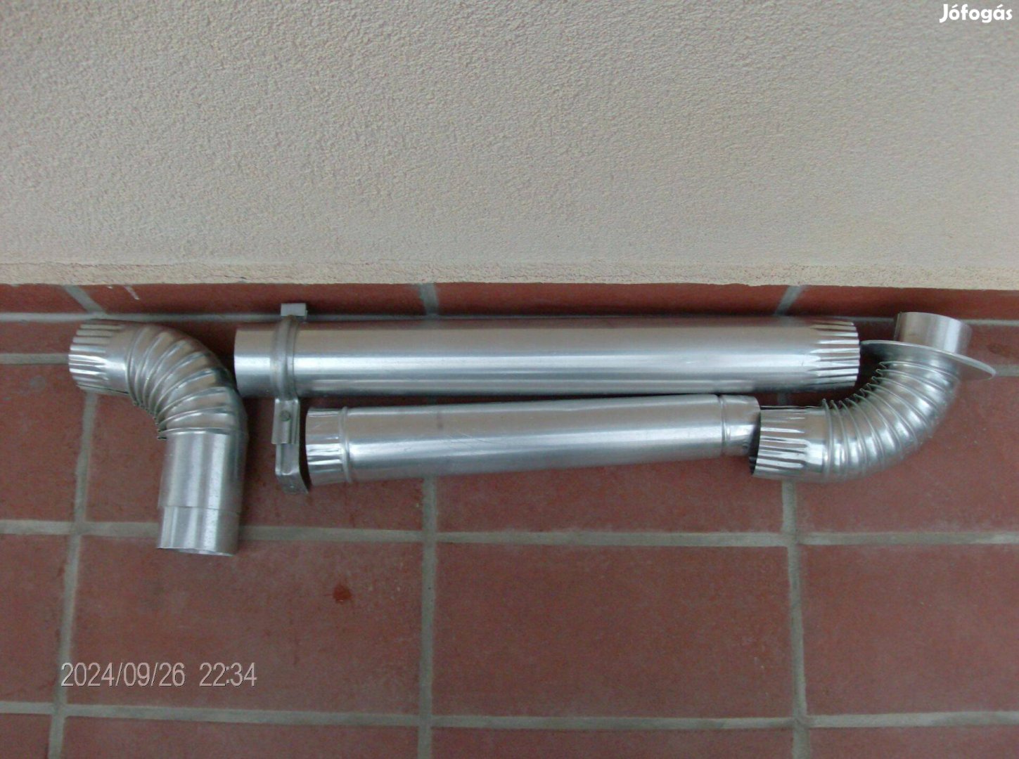 D 76mm Alumínium füstcső (60+40cm), 2 könyök, rögzítő, csőrózsa egyben
