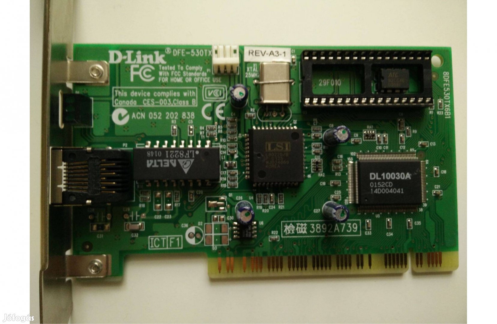 D-Link DFE-530TX Rev. A retro PCI Fast Ethernet kártya