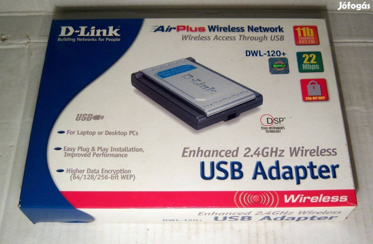 D-Link Dwl-120+ USB WiFi Adapter 2.4GHz (2003) teszteletlen