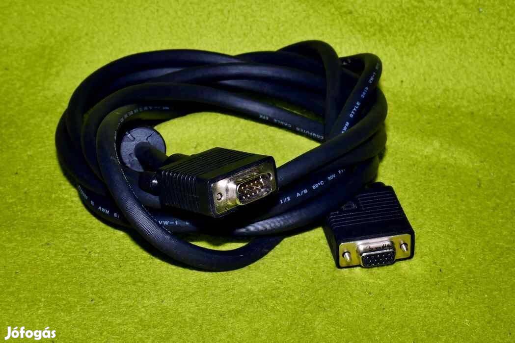 D-sub monitor kábel hosszabbító fekete 3 méter