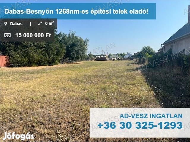 Dabas, Sári- Besnyő városrész, belterületén 1268nm-es építési telek