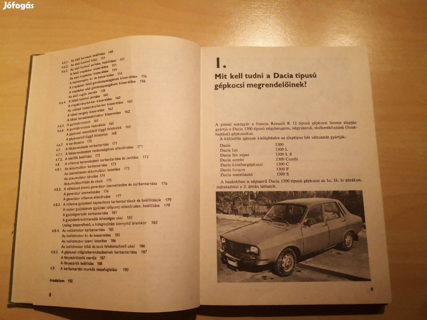 Dacia 1300 javítási kézikönyv 1986 évből