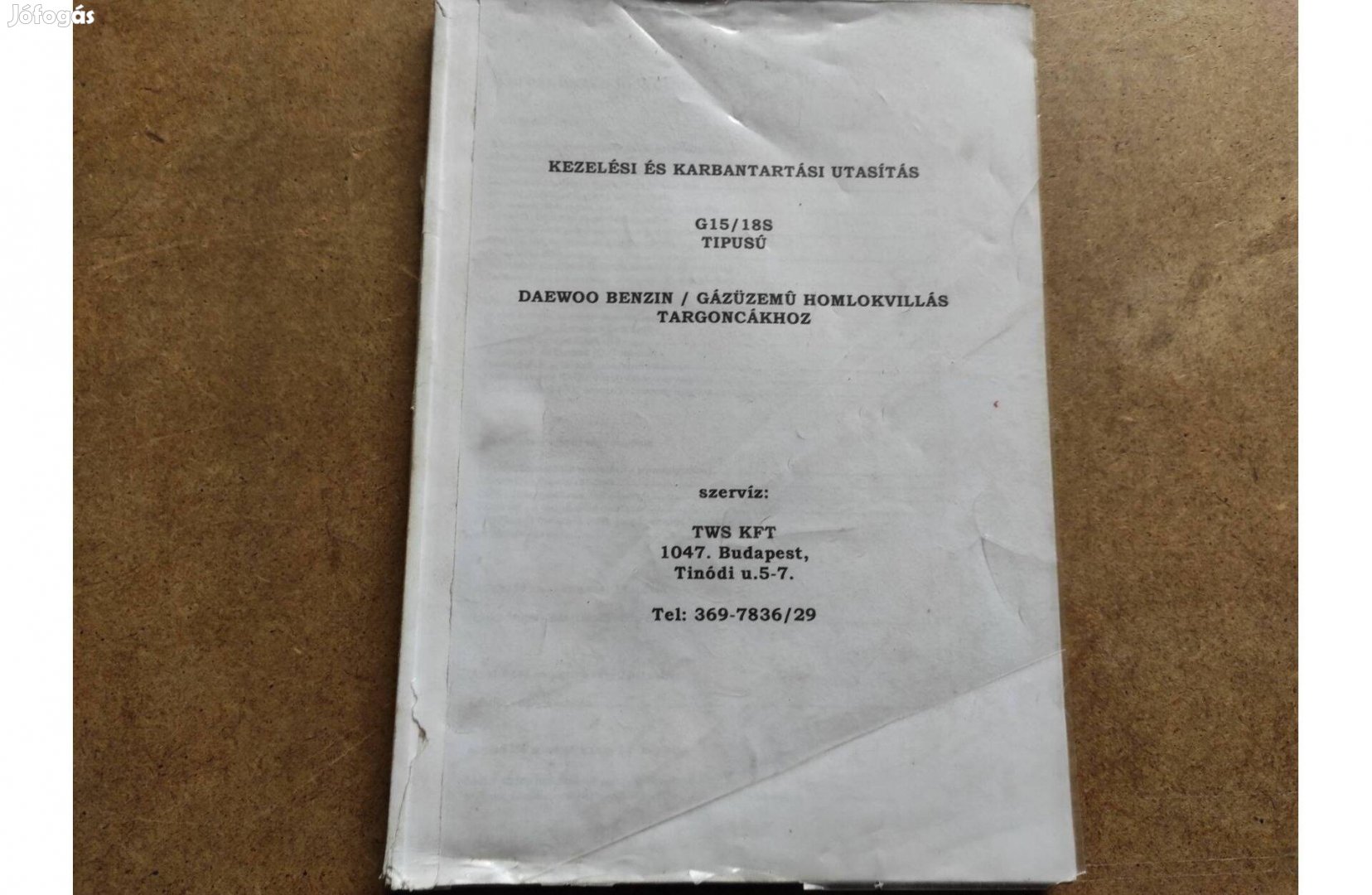 Daewoo G15/18S targonca kezelési karbantartási utasítás