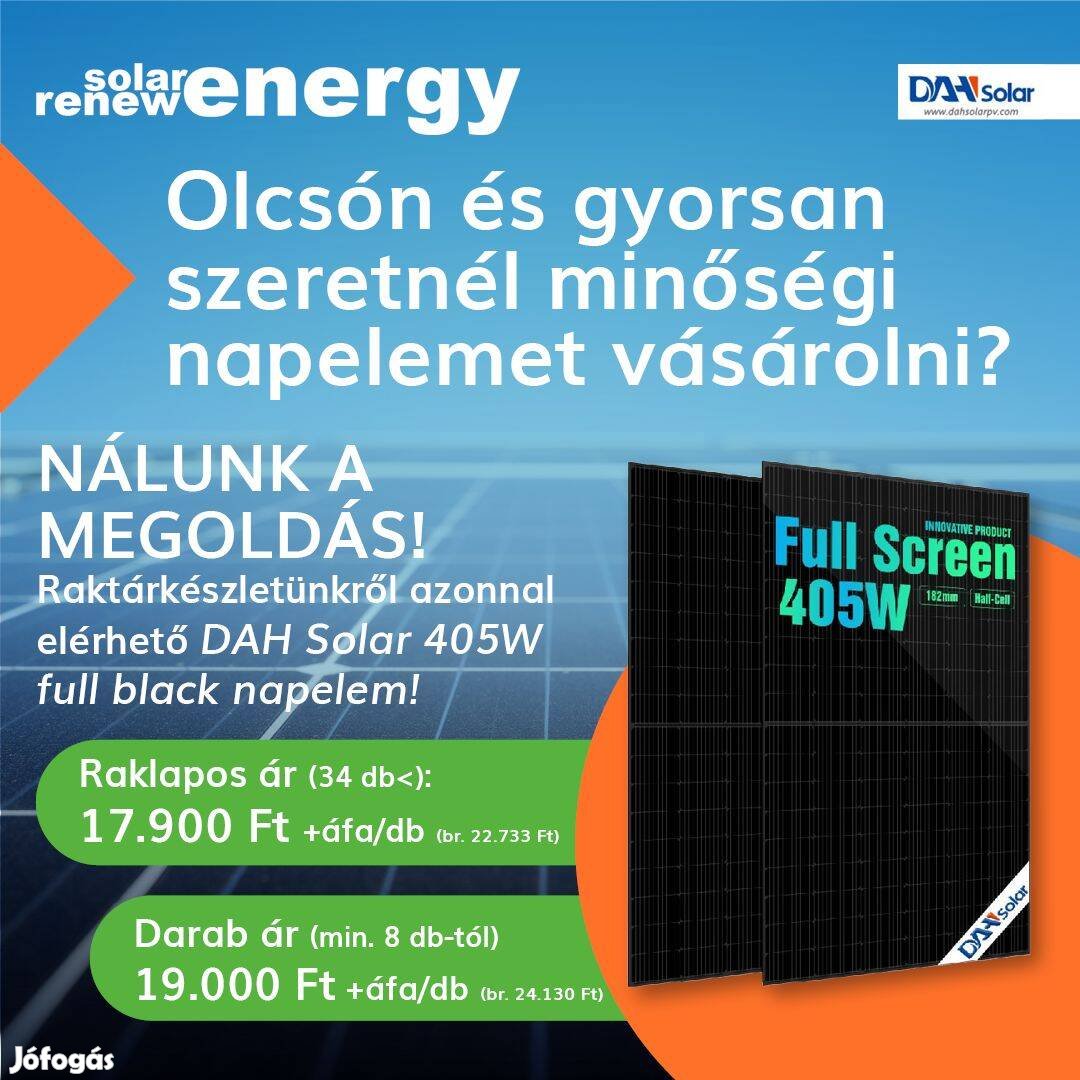 Dah Solar 405W full black napelem panelek legjobb áron