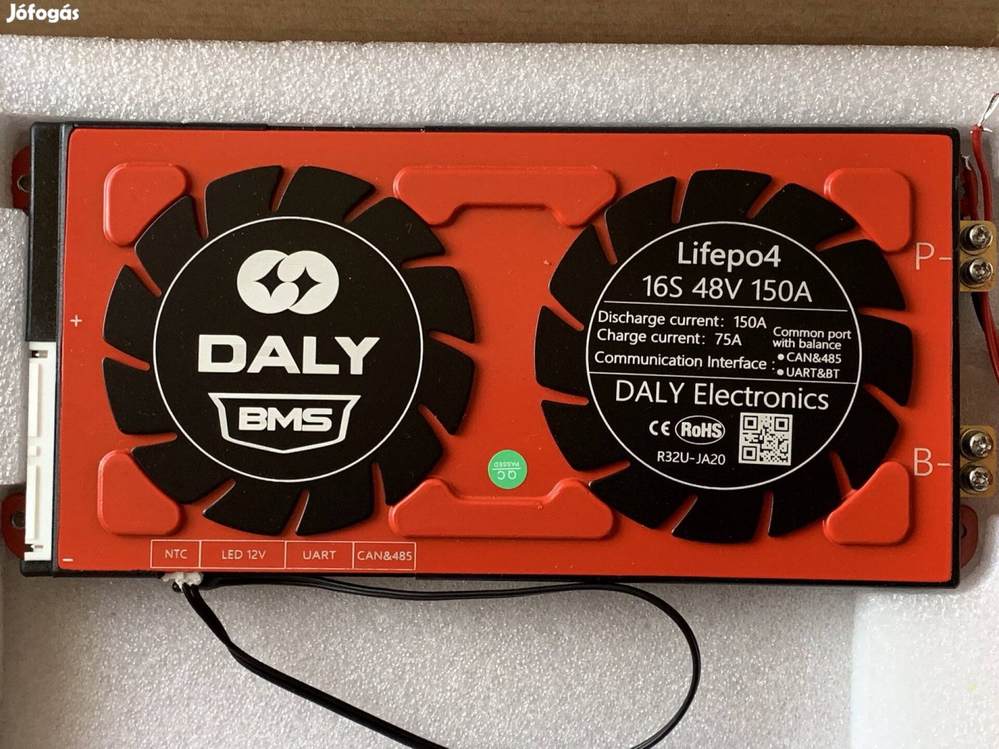 Daly 150/75A 16S 48V (51,2V) Bluetooth Smart BMS töltésvezérő