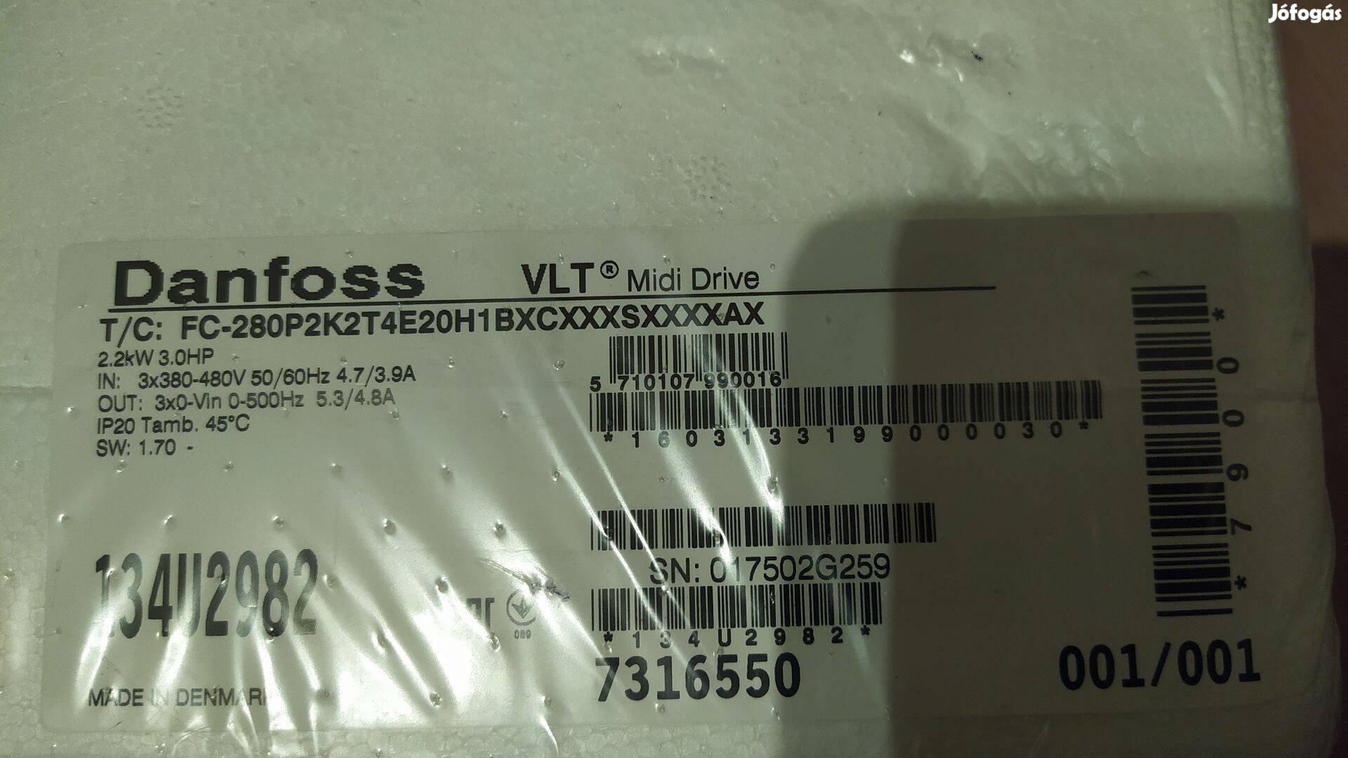 Danfoss FC-280P2K2T4E20 frekvenciaváltó