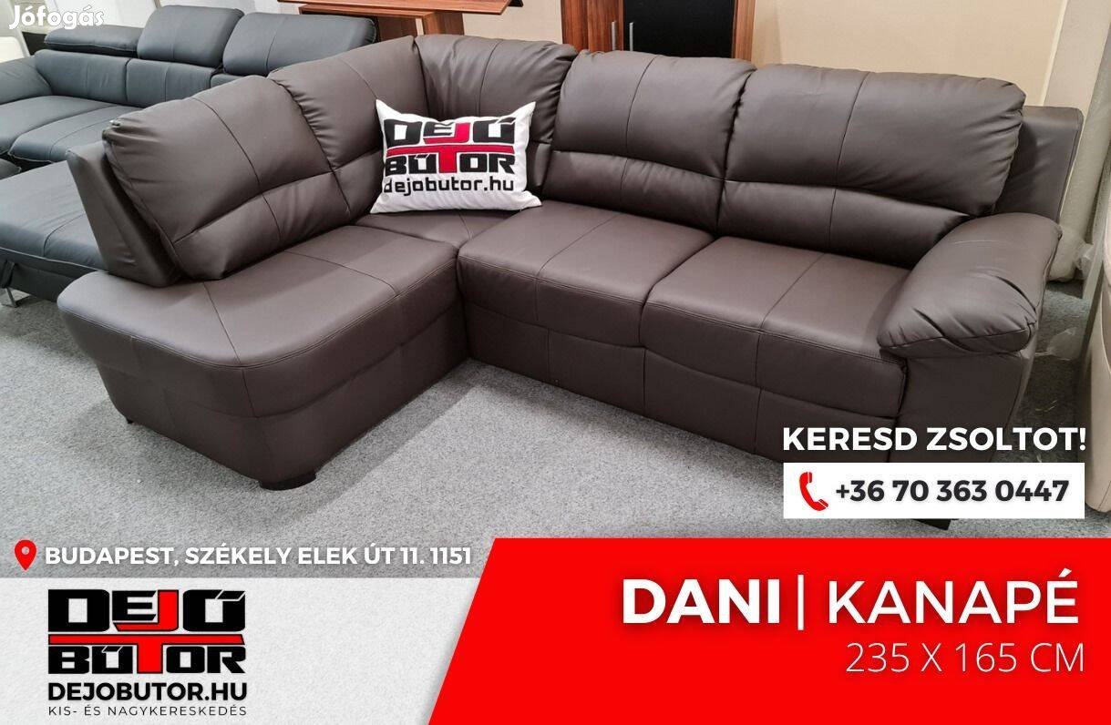 Dani Barna sarok valódi bőr kanapé rugós ülőgarnitúra 235x165 cm