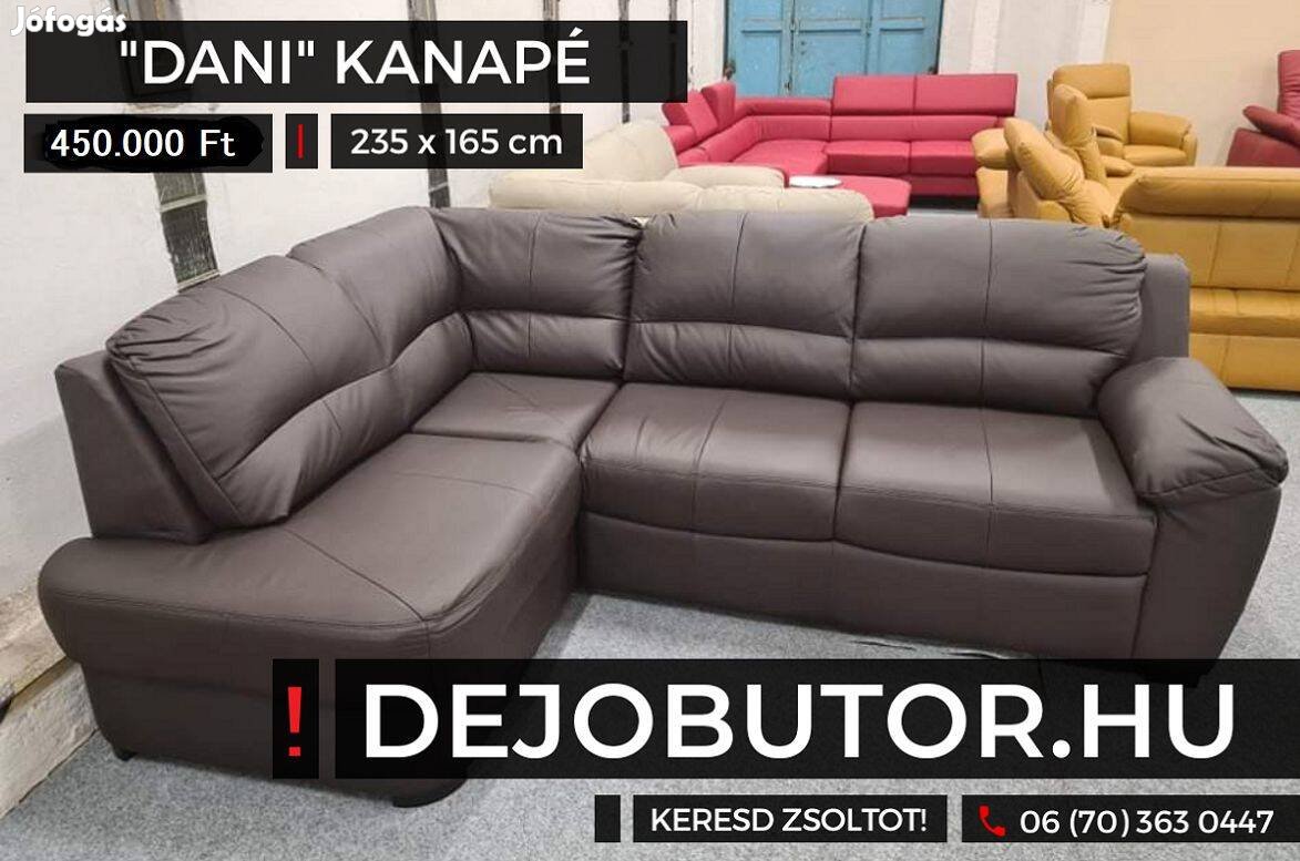 Dani sarok valódi bőr kanapé rugós ülőgarnitúra 235x165 cm bronz