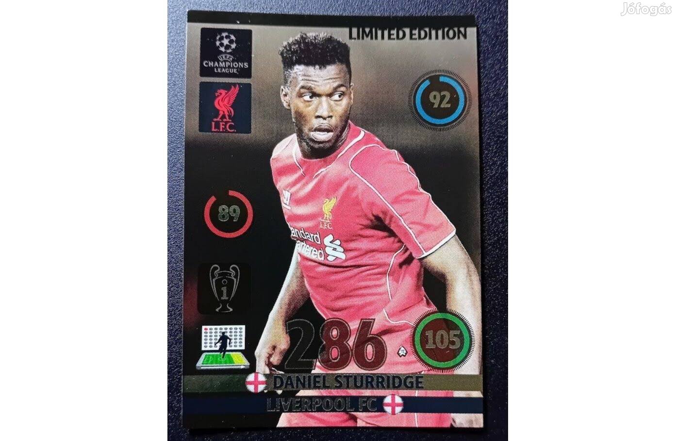 Daniel Sturridge Liverpool Limited focis kártya Panini