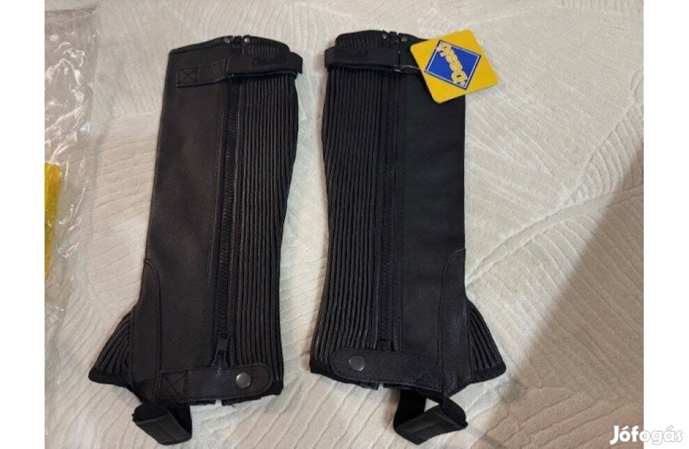 Daslö bőr lábszárvédő fekete M új címkével