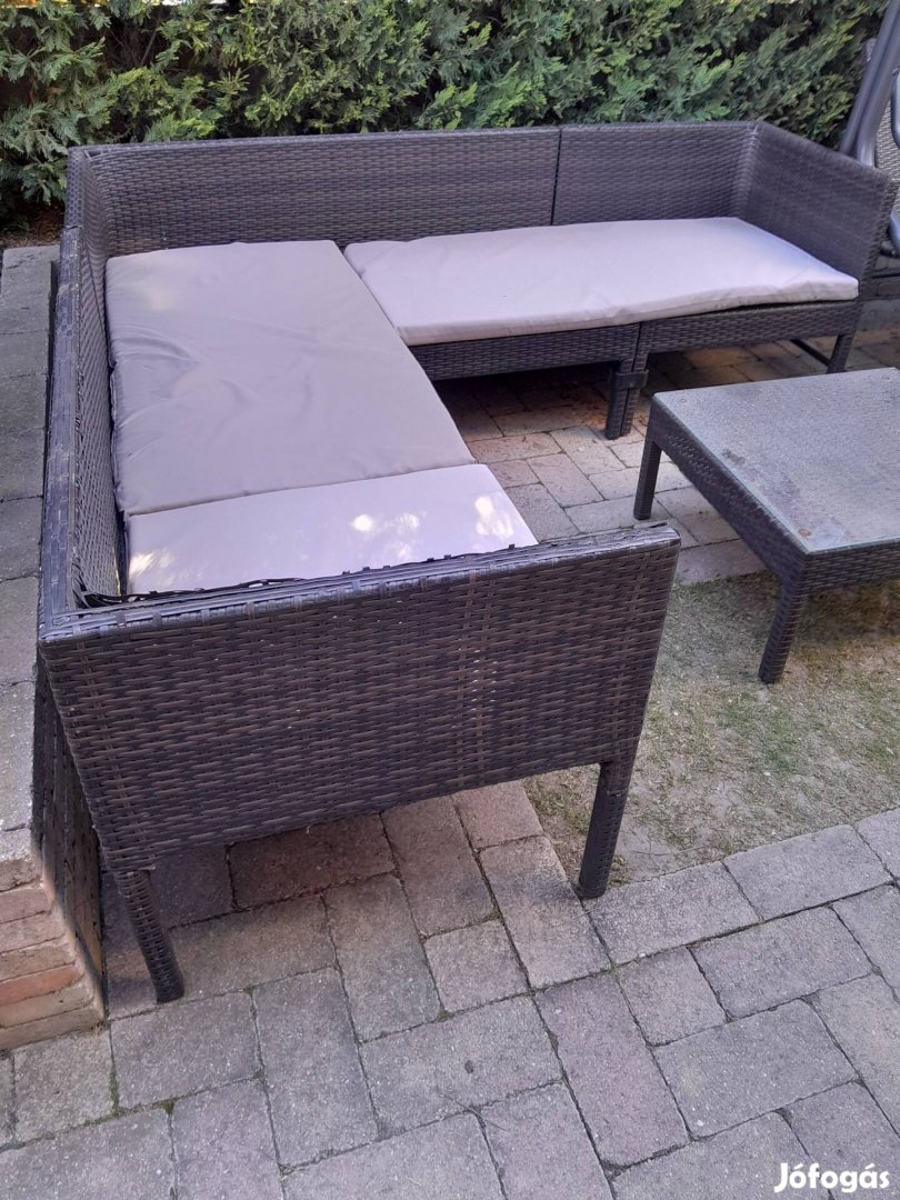 Davenport barna műrattan kerti sarokgarnitúra