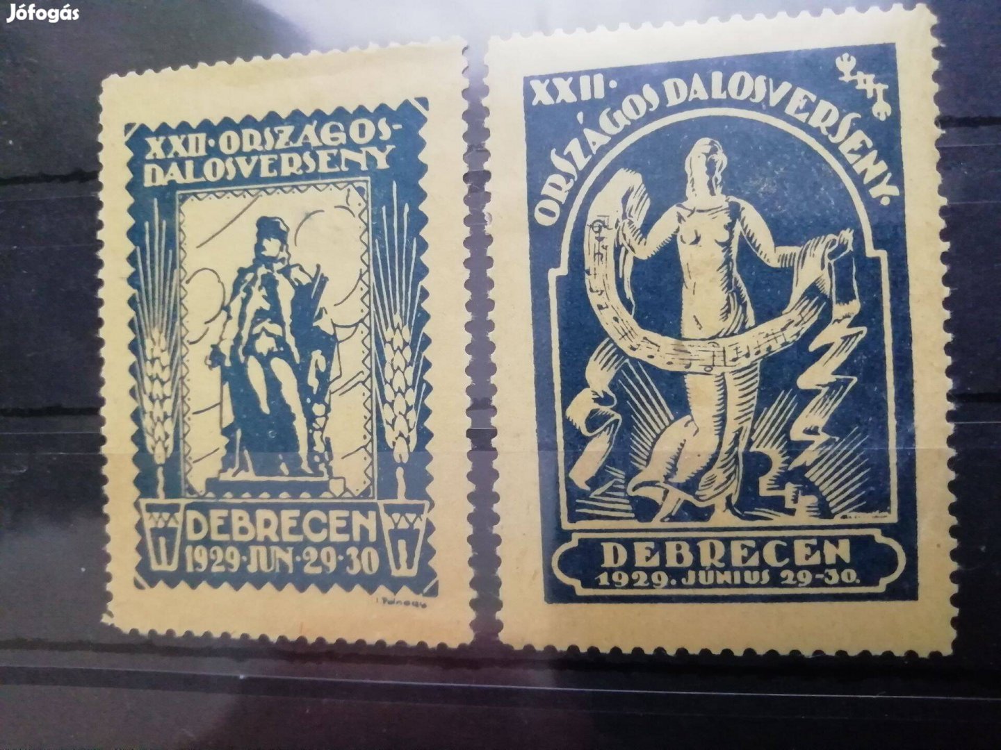 Debreceni eredeti emlék bélyeg pár 1929-es Dalos verseny