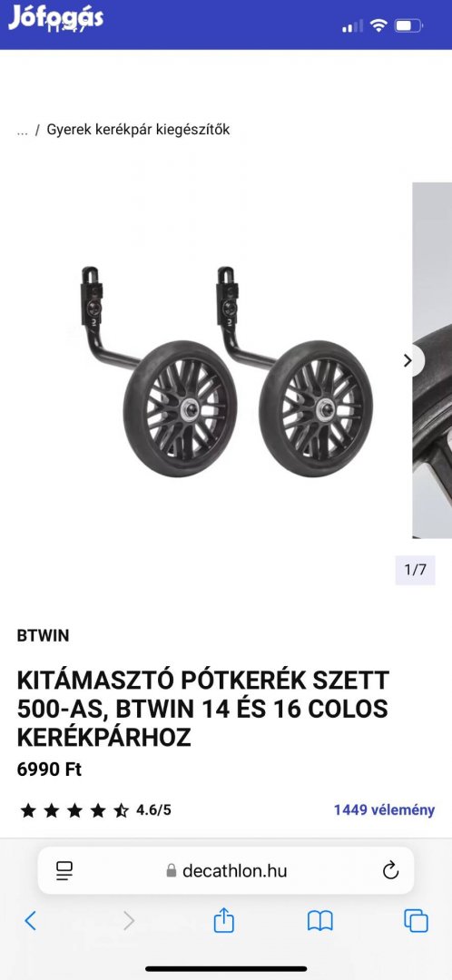 Decathlon gyerek bicikli pótkerék