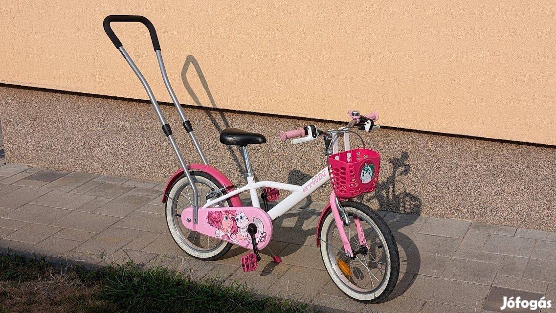Dechatlonos Btwin lány gyerek bicikli 4-6 éveseknek 16 col +segítő rúd