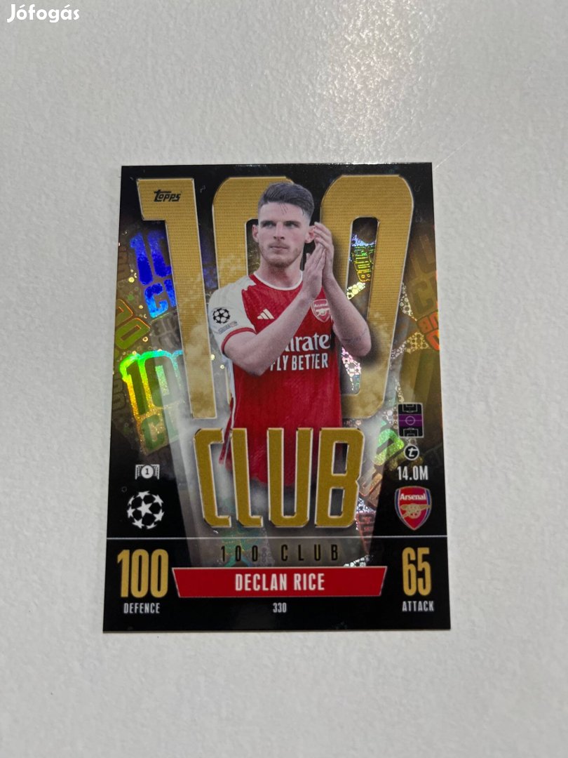 Declan Rice 100 Club focis kártya