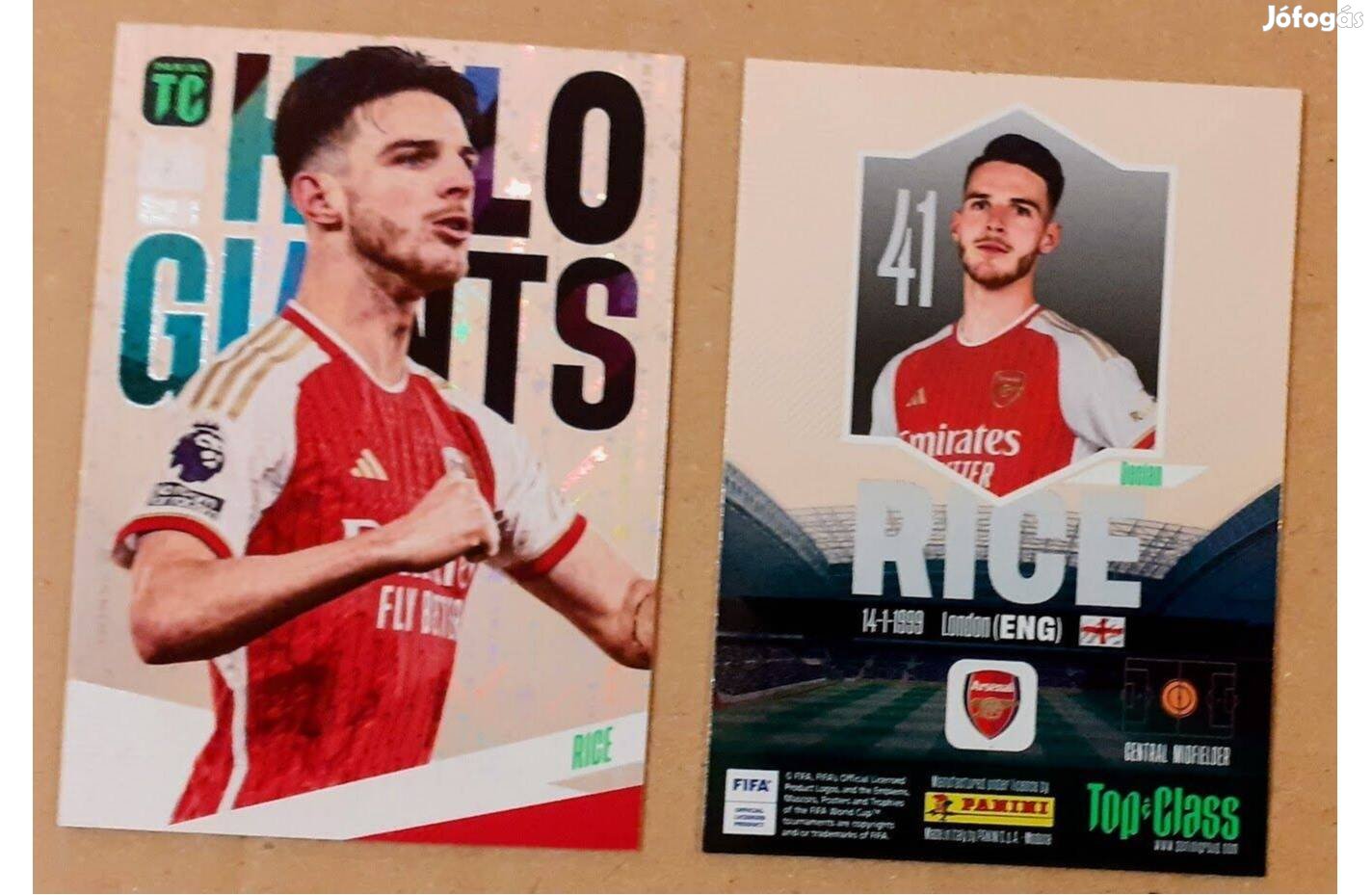 Declan Rice Arsenal Holo Giants focis kártya Panini Top Class 2024