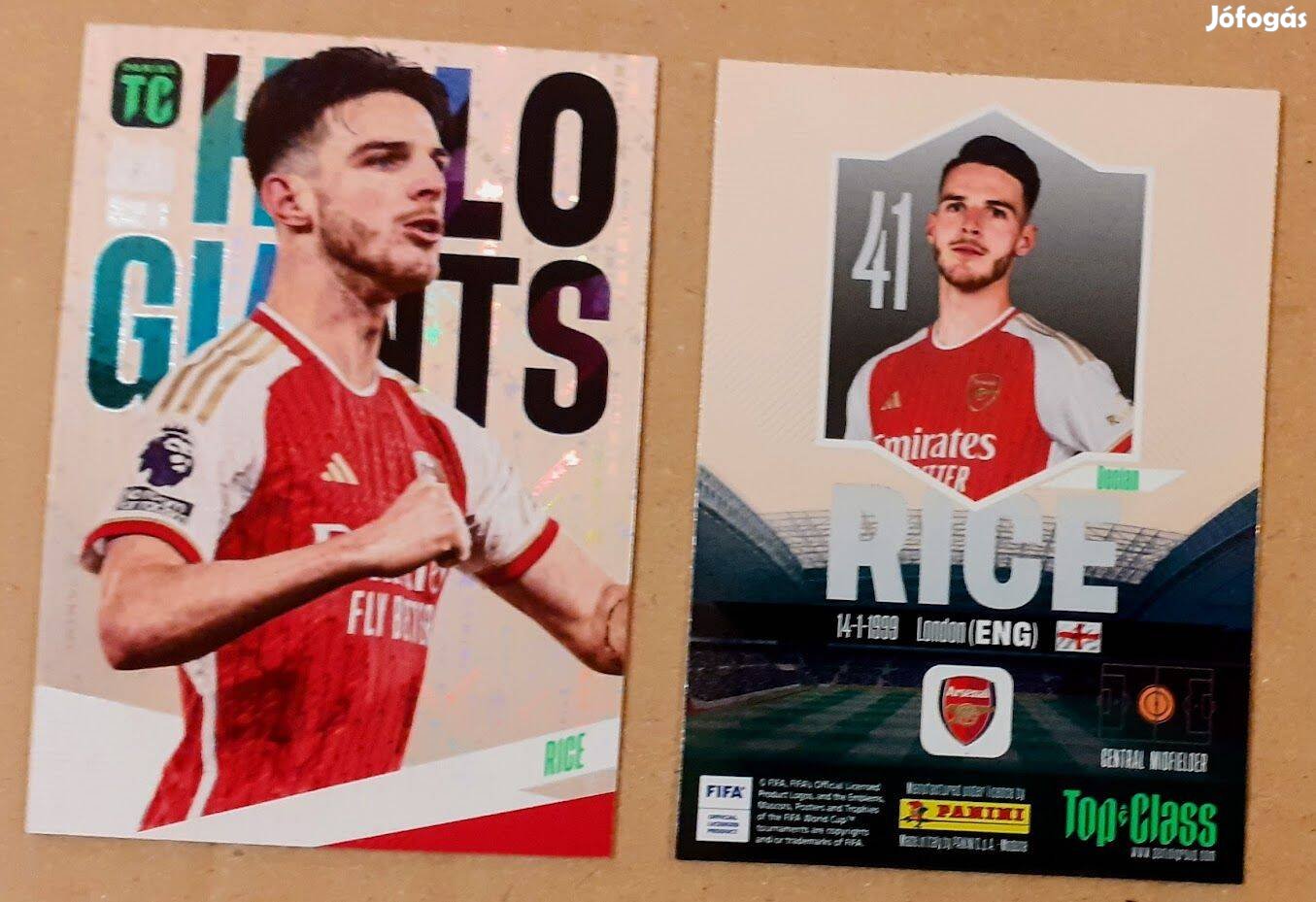 Declan Rice Arsenal Holo Giants focis kártya Panini Top Class 2024