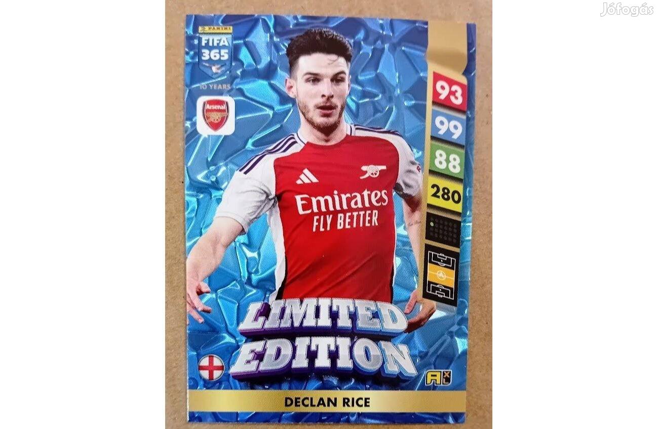 Declan Rice Arsenal Limited Edition focis kártya Panini FIFA 365: 2025