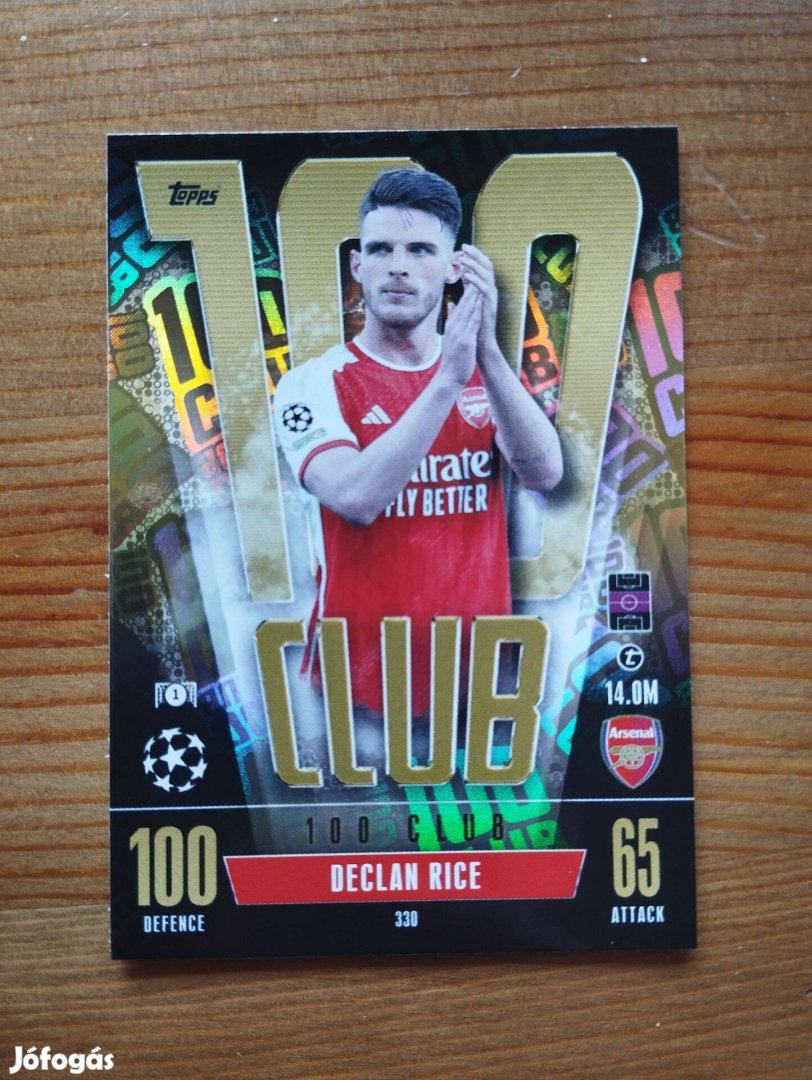 Declan Rice (Arsenal) 100 Club Bajnokok Ligája Extra 2023 kártya