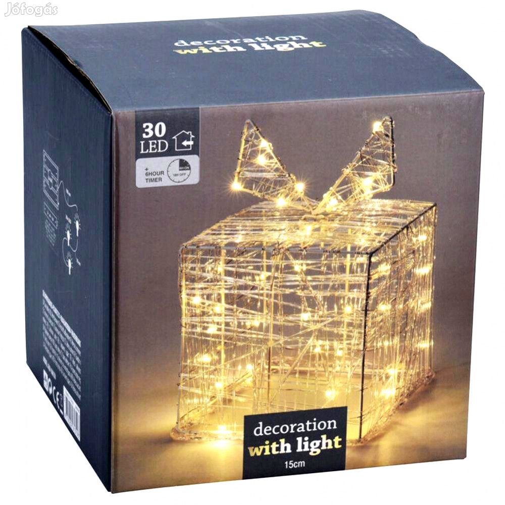 Decoration Lightning 15 x 15 x 15 cm LED-es, fém vázas, világító aján
