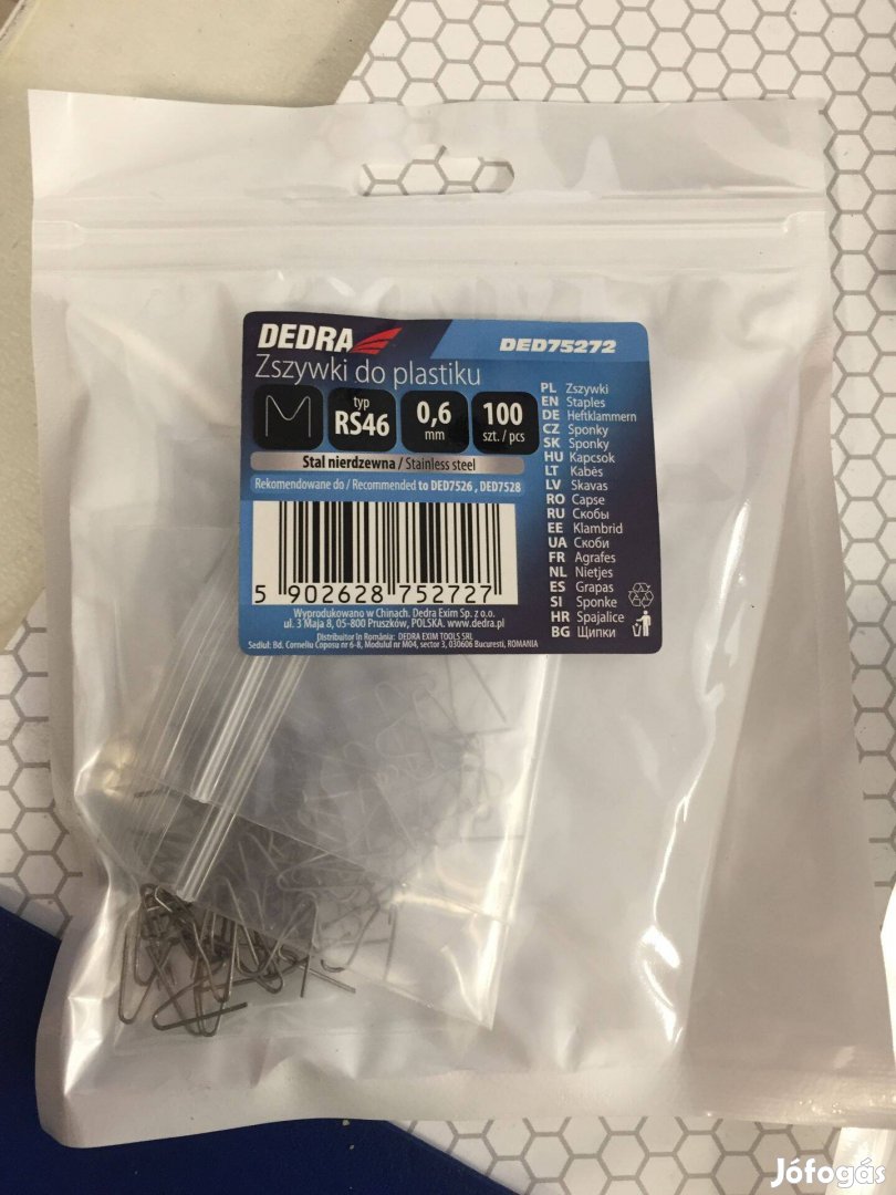 Dedra DED75272 Műanyag tűzőgép kapocs RS46 típus, 0,6mm, M külső sarok