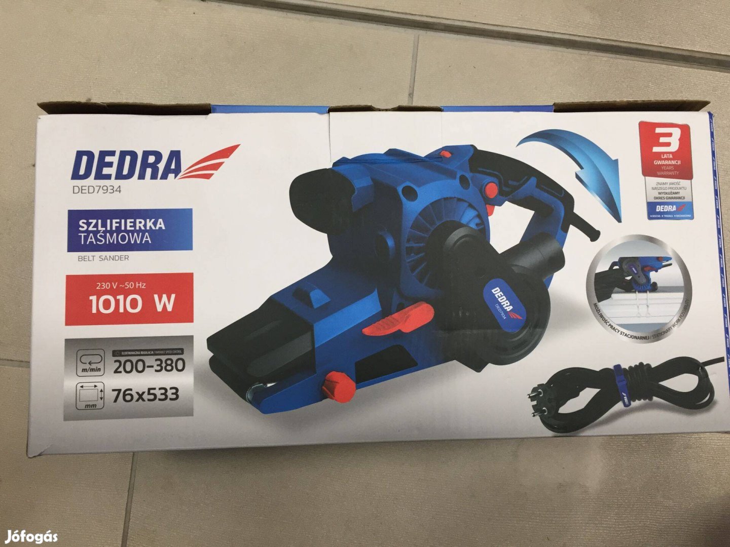 Dedra DED7934 Szalagcsiszoló fordulatszám szabályozással 3m kábel 76x5