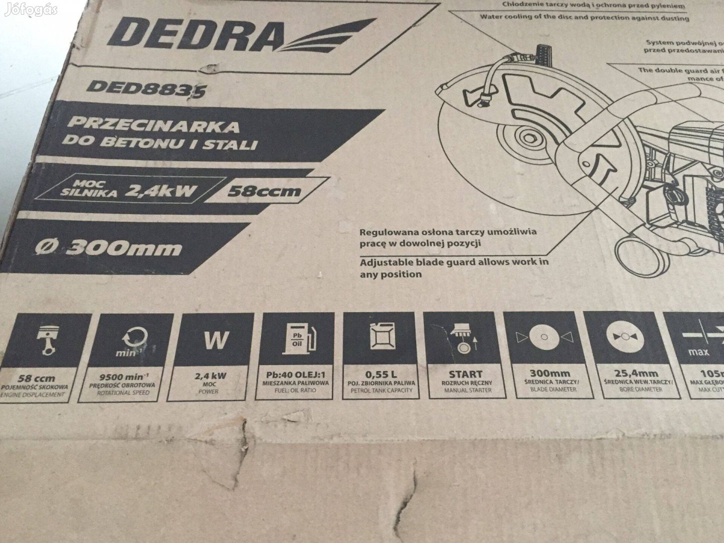 Dedra DED8835 Benzines betonvágó és acélvágó gyorsvágó 2,4kW