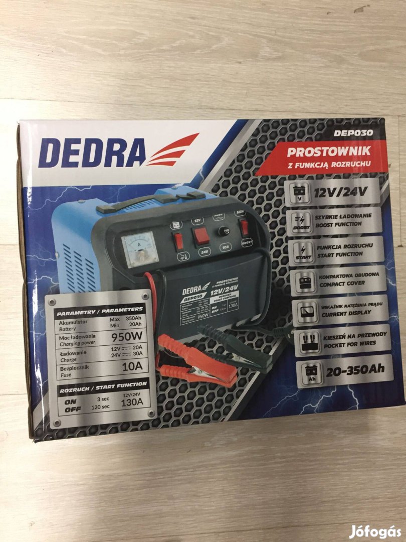 Dedra DEP030 Akkumulátortöltő gyorstöltő funkcióval 12/24V 20-350Ah
