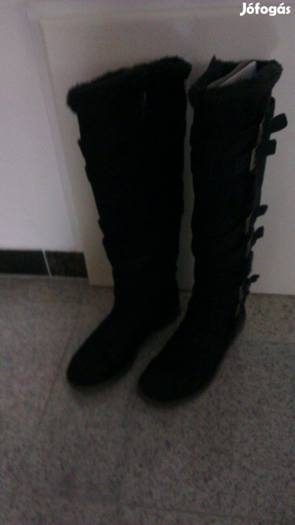 Deichmann, hosszúszárú fekete csizma, újszerű, dobozában, 37