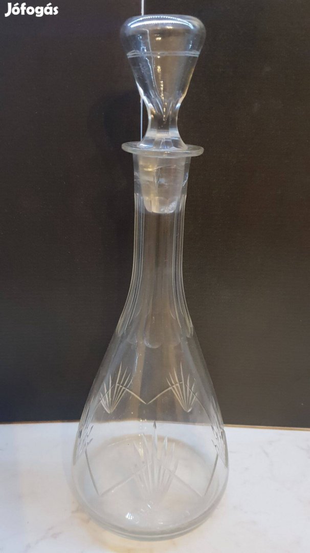 Dekanter üveg - palack, dugóval 33 cm magas