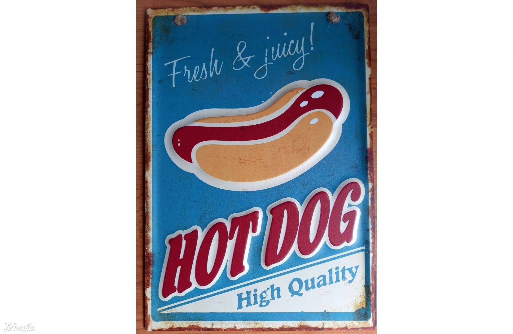 Dekorációs fém tábla Retro Hot-Dog (40x30cm dombornyomott )