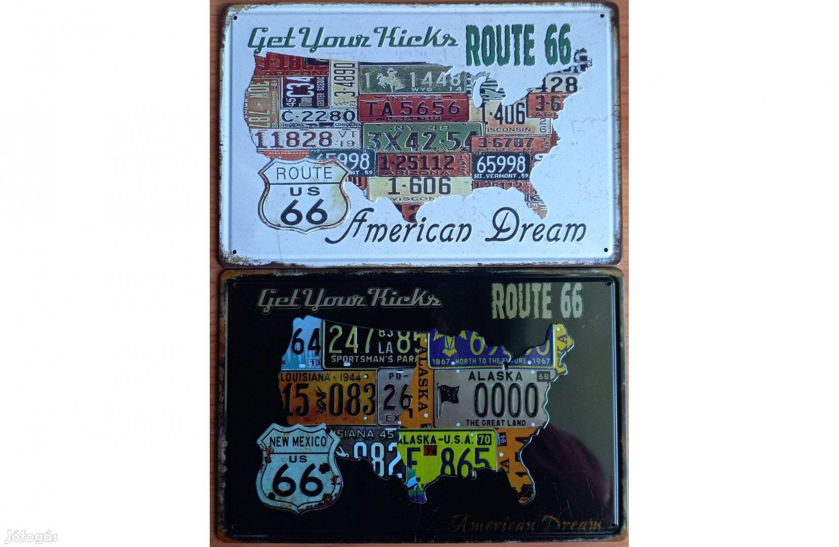 Dekorációs fém tábla Amerikai Álom 66-OS Út Dombornyomott