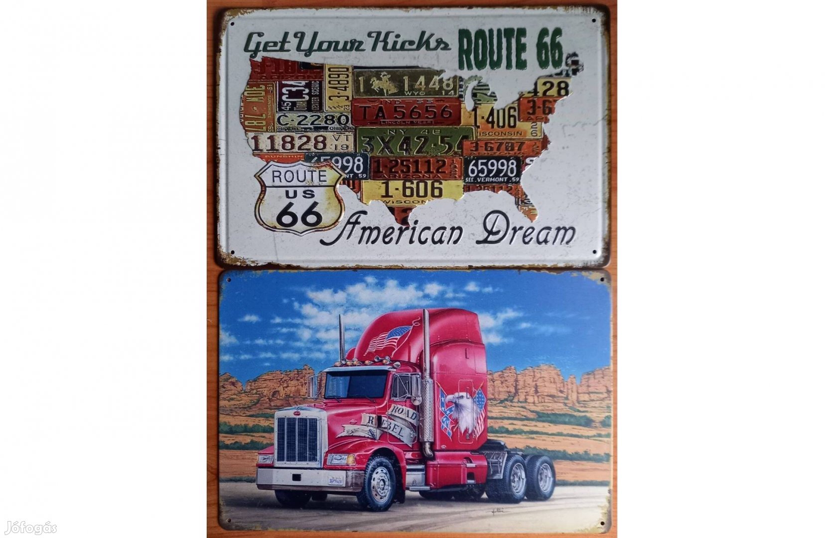 Dekorációs fém tábla (Amerikai Álom, Route 66 & Truck)