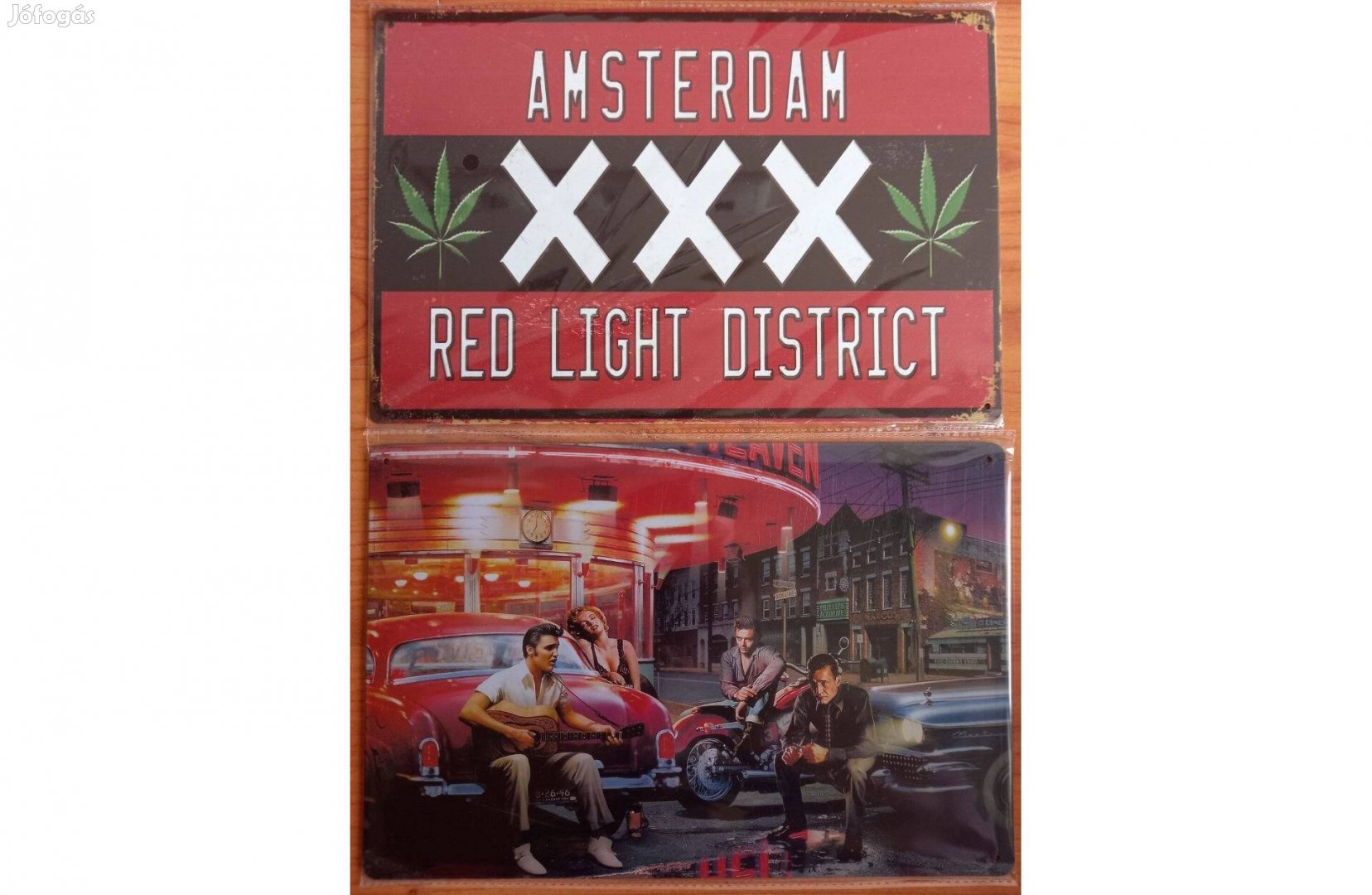 Dekorációs fém tábla (Amsterdam Vörös Lámpás Kerület - Kannabisz - ELV