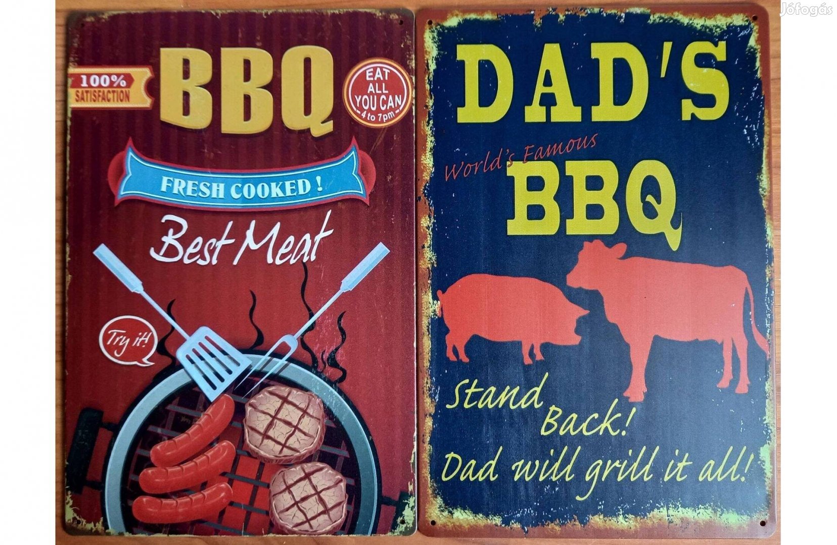 Dekorációs fém tábla (BBQ, Frissen Sütve, Legjobb Hús - BBQ, APA Grill