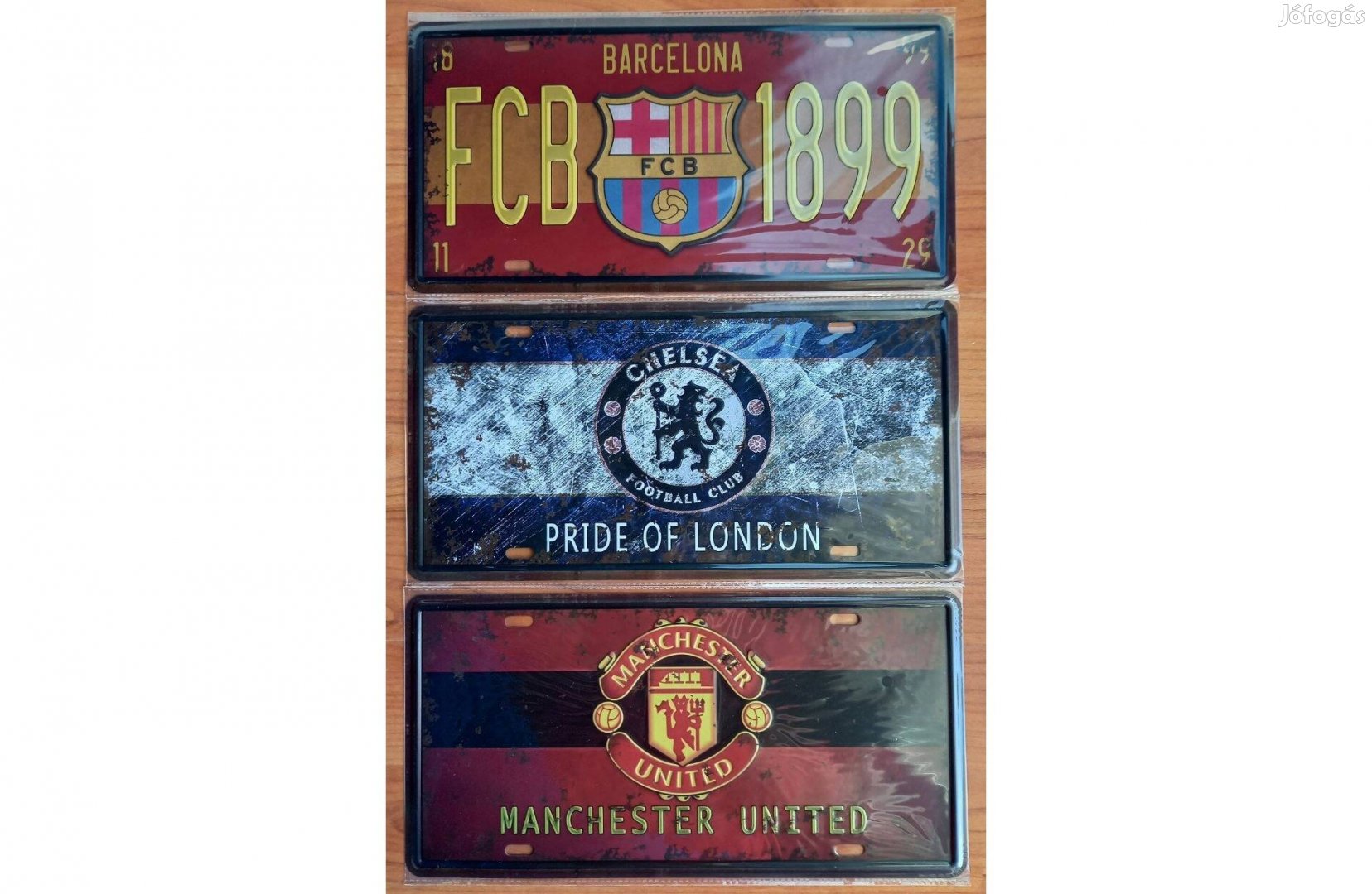 Dekorációs fém tábla (Barcelona - Chelsea - Manchester United)