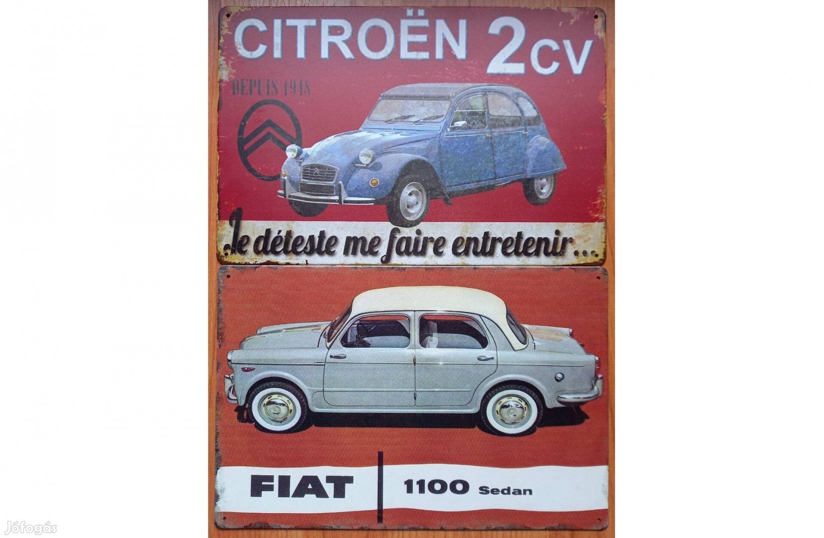 Dekorációs fém tábla (Citroen 2CV - Kacsa - Fiat 1100 Sedan )