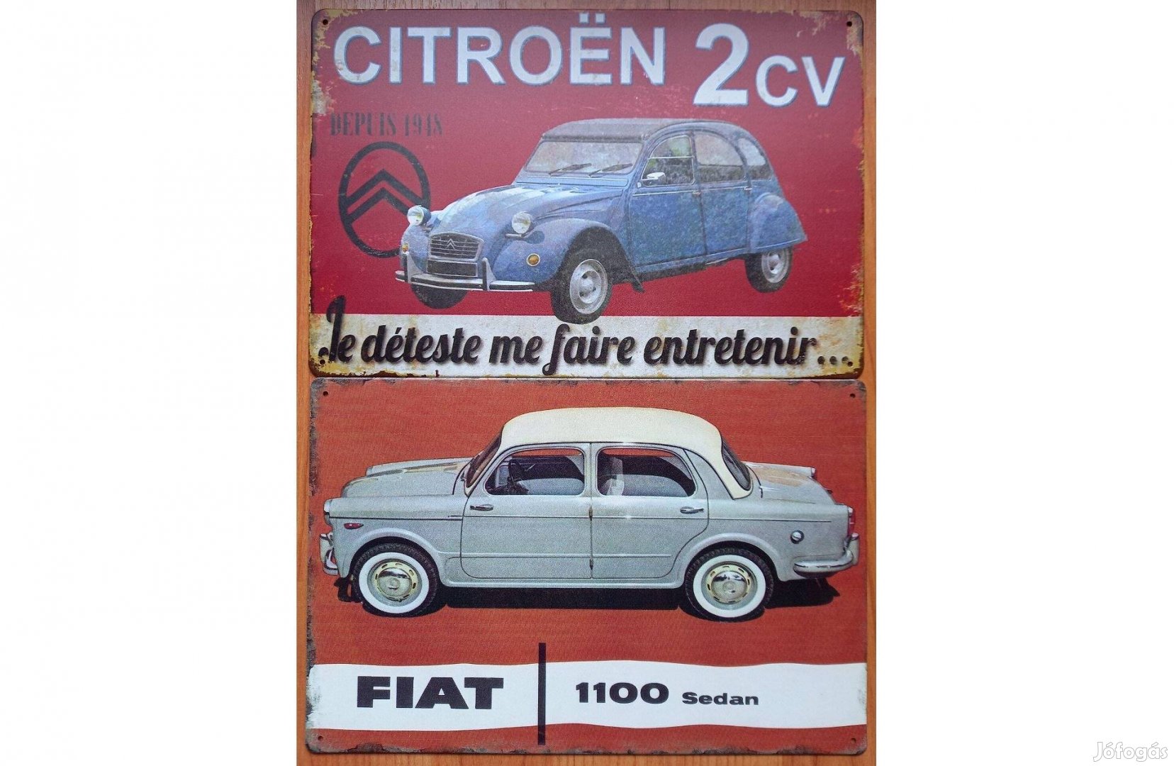 Dekorációs fém tábla (Citroen 2CV - Kacsa - Fiat 1100 Sedan )