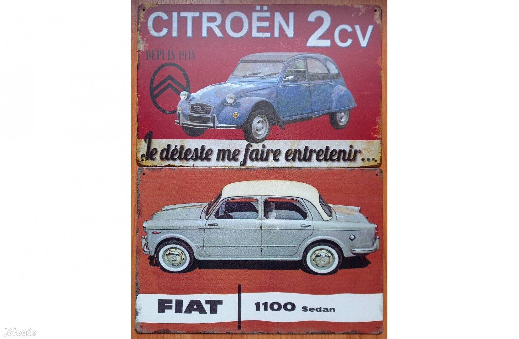 Dekorációs fém tábla (Citroen 2CV - Kacsa - Fiat 1100 Sedan )