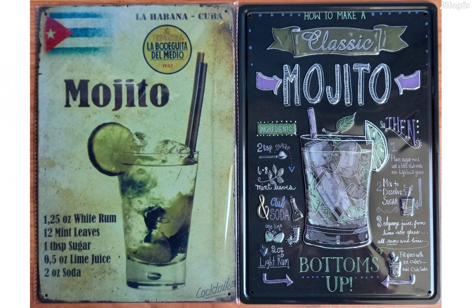 Dekorációs fém tábla (Classic Mojito Recept) dombornyomott
