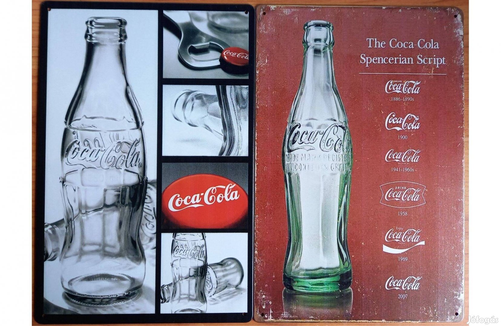 Dekorációs fém tábla (Coca-COLA Feliratozás A Palackon 1886-Óta - Coca