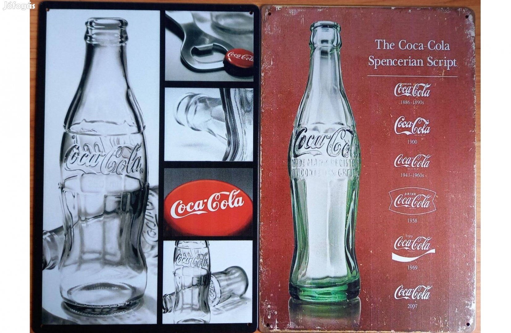 Dekorációs fém tábla (Coca-COLA Feliratozás A Palackon 1886-Óta - Coca