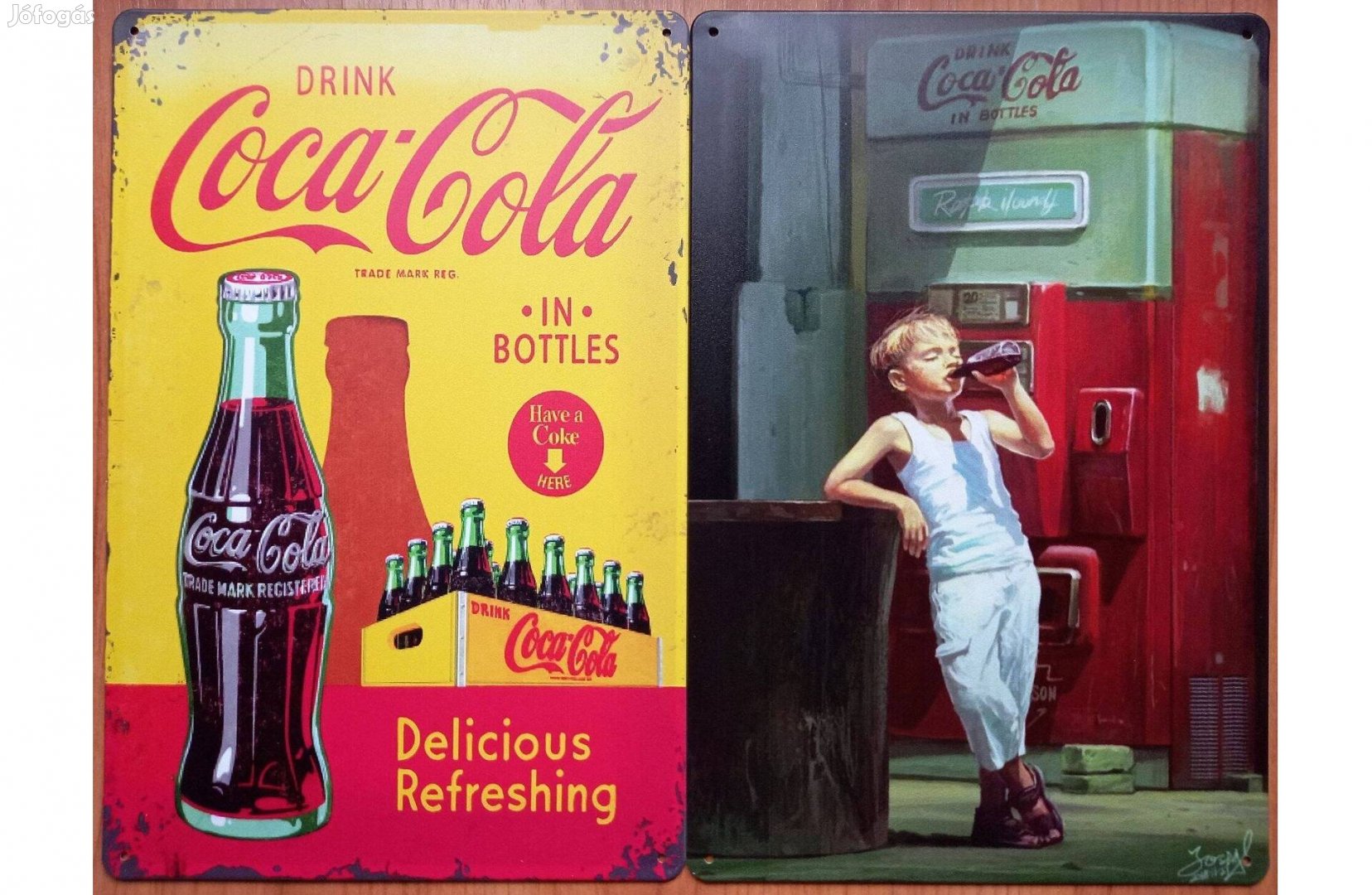 Dekorációs fém tábla (Coca-COLA Finom, Frissítő - Vintige KID & Coca-C