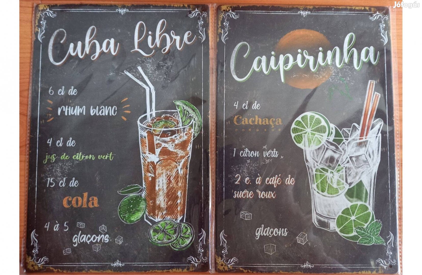 Dekorációs fém tábla (Cuba Libre, Caipirinha Koktél Recept )