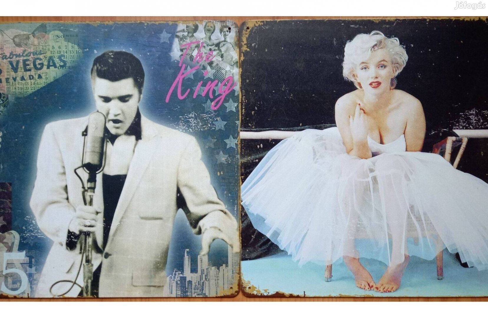 Dekorációs fém tábla (Elvis Presley - Marilyn Monroe) 30x30cm