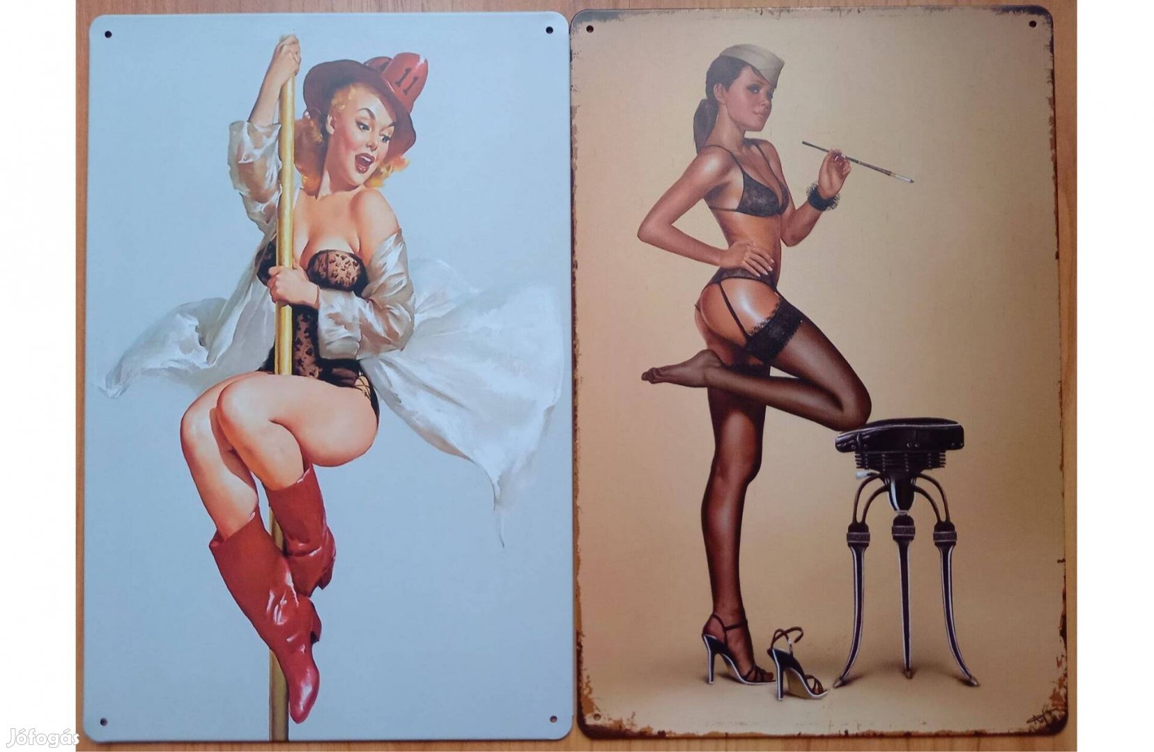 Dekorációs fém tábla (Fired Pinup GIRL - Military Pinup GIRL)